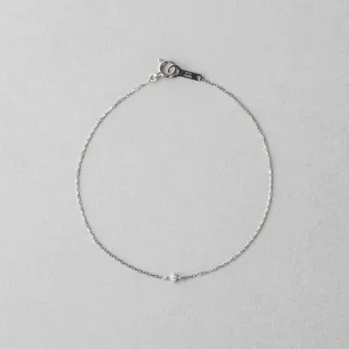 【ete】PT900/850 經典單鑽爪鑲鑽石手鍊(鉑金色)