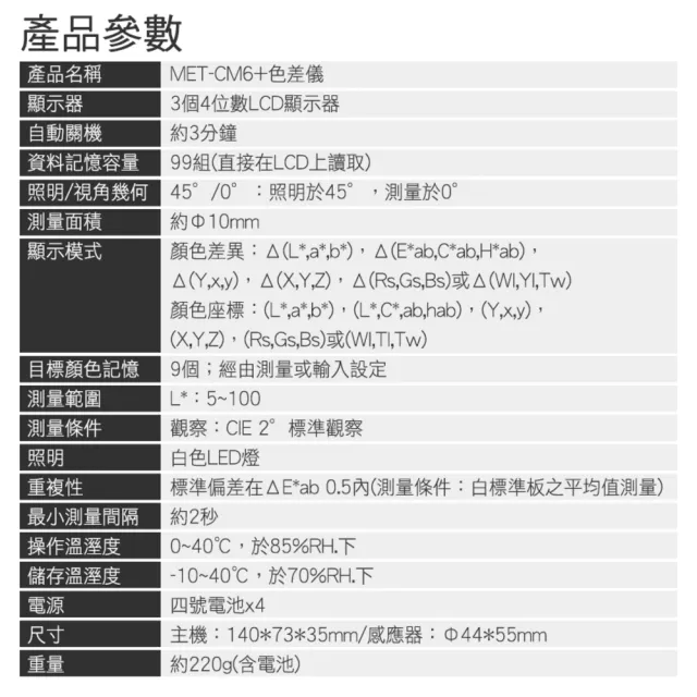 【精準科技】色差儀 顏色分析 對色儀檢測 色差檢測器 塗料檢測 色差分析儀器 調色測試(MET-CM6+工仔人)