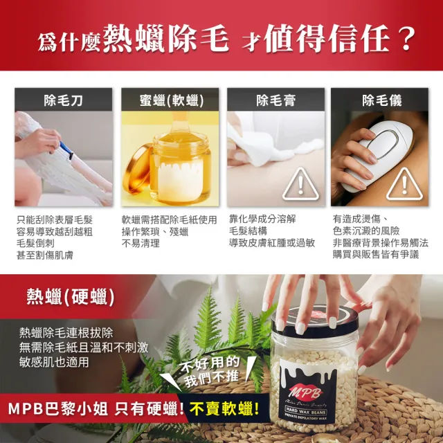 【MPB巴黎小姐】時尚熱蠟套組 消光黑+玫瑰(蜜蠟 鬍鬚 蠟豆 電動刀儀 脫毛膏 比基尼 母親節禮物)