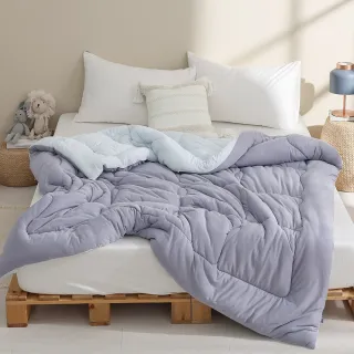 【HOYACASA  禾雅寢具】韓系Q彈雙色泡芙抗菌針織被-180x210 cm-藍莓慕斯-