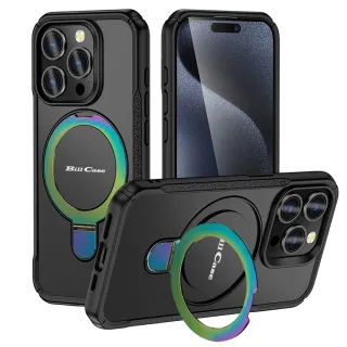 【Bill Case】戰神鎧甲 iPhone 13 Pro Max多功磁吸指環支架高規保護殼-極光酷黑(酷帥有型 全面保護)
