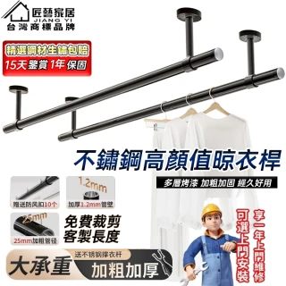 【匠藝家居】不鏽鋼陽台曬衣桿 曬衣架 晾衣桿 晾衣架(20公分吊座 贈送防風扣 加固底座 精選鋼材 單桿)