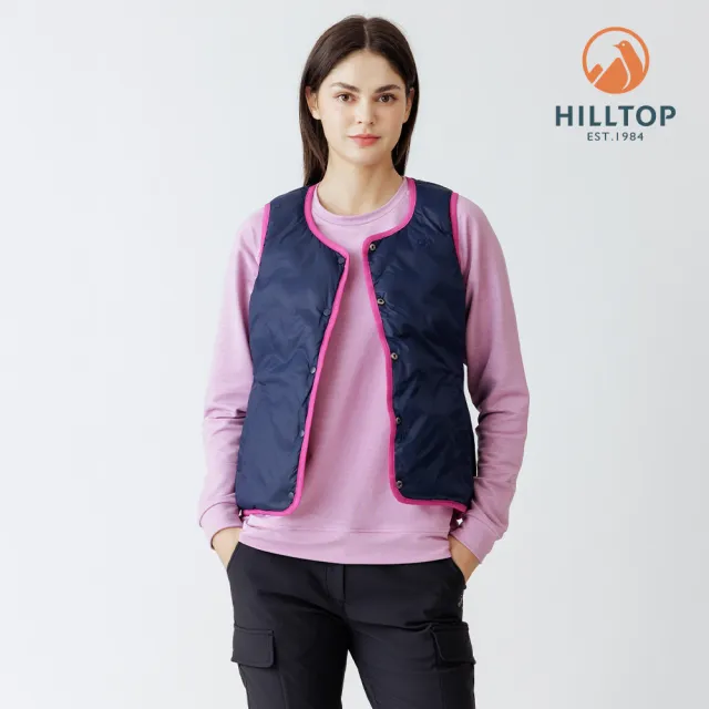 【Hilltop 山頂鳥】雙面穿超潑水石墨烯蓄熱羽絨內背心 女款 桃紅/深藍｜PF25XFH9ECJE