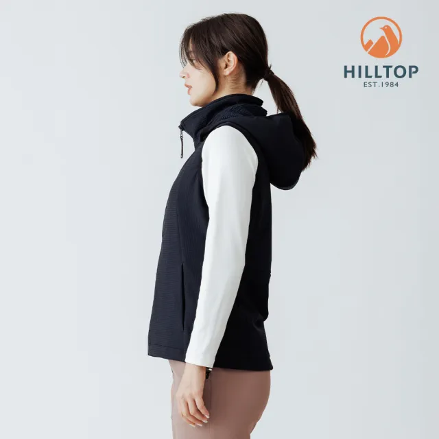【Hilltop 山頂鳥】超潑水保暖彈性刷毛背心 女款 黑色｜PH25XF95ECA0