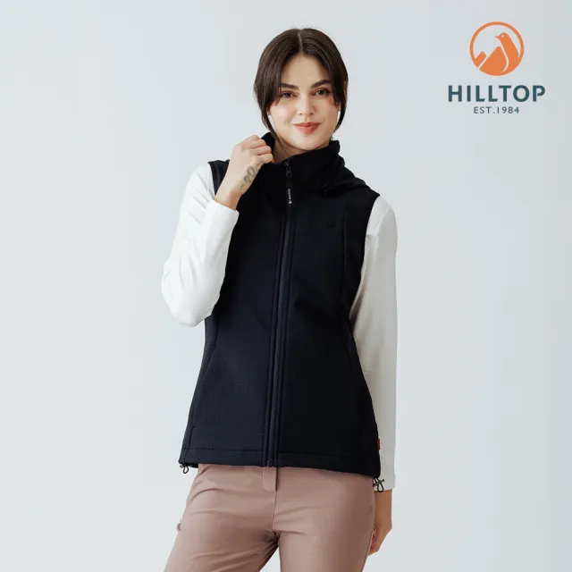 【Hilltop 山頂鳥】超潑水保暖彈性刷毛背心 女款 黑色|PH25XF95ECA0