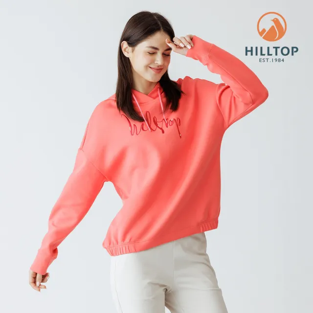 【Hilltop 山頂鳥】ZISOFIT施華洛世奇燙鑽POLYGIENE保暖彈性刷毛連帽上衣 女款 桃粉｜PH51XFN9ECF0
