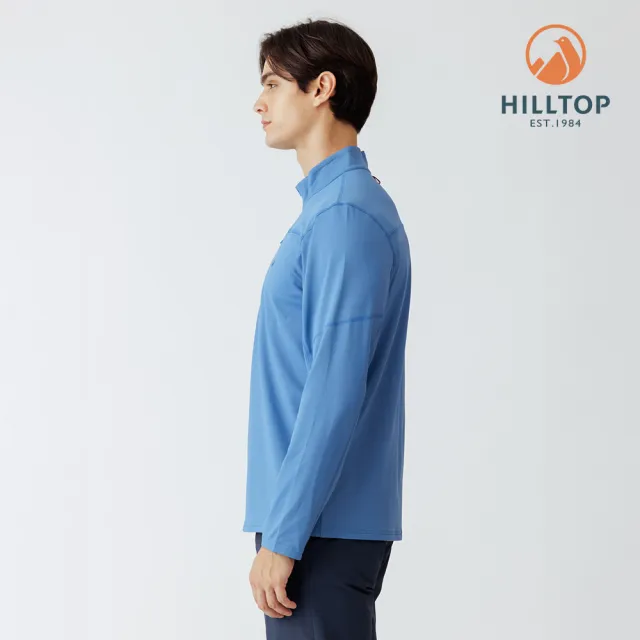 【Hilltop 山頂鳥】POLYGIENE抗菌吸濕快乾保暖彈性刷毛上衣 男款 藍色｜PH51XMM5ECE0
