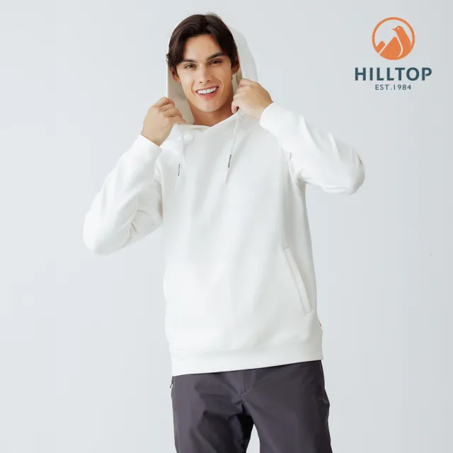 【Hilltop 山頂鳥】ZISOFIT POLYGIENE抗菌吸濕快乾保暖彈性連帽上衣 男款 雪白｜PH51XMM9ECB0
