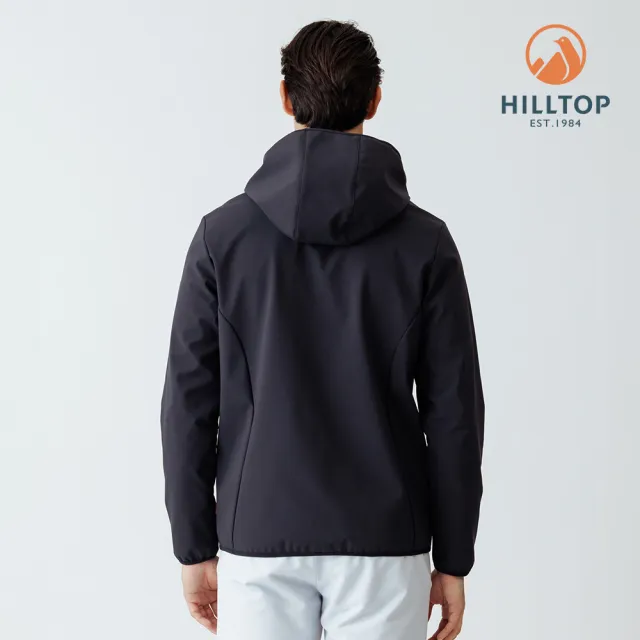 【Hilltop 山頂鳥】碳足跡SOFT SHELL防風透氣保暖彈性外套 軟殼衣 男款 黑｜PH22XM46ECA0
