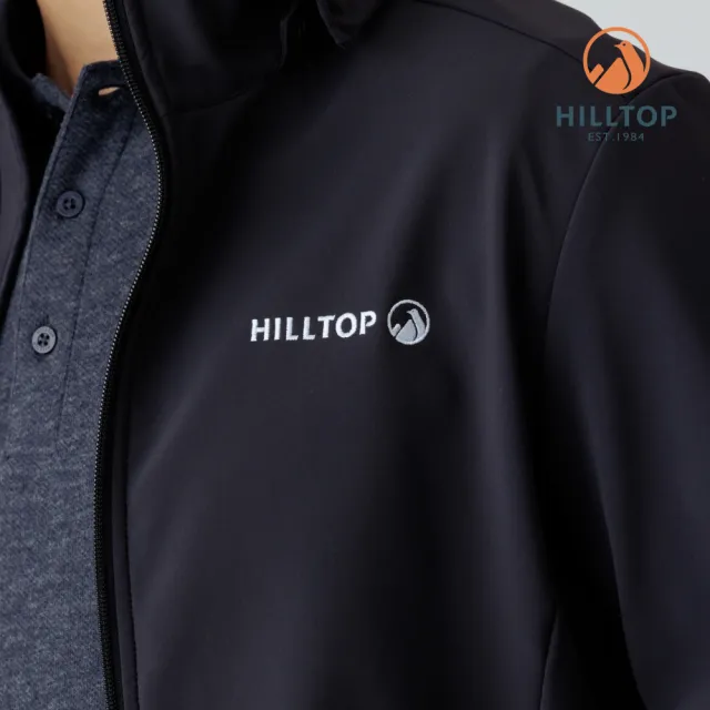 【Hilltop 山頂鳥】碳足跡SOFT SHELL防風透氣保暖彈性外套 軟殼衣 男款 黑｜PH22XM46ECA0