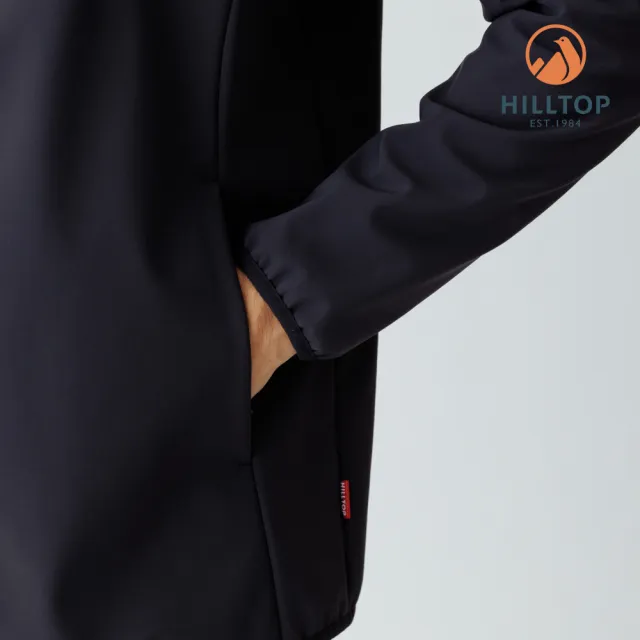 【Hilltop 山頂鳥】碳足跡SOFT SHELL防風透氣保暖彈性外套 軟殼衣 男款 黑｜PH22XM46ECA0