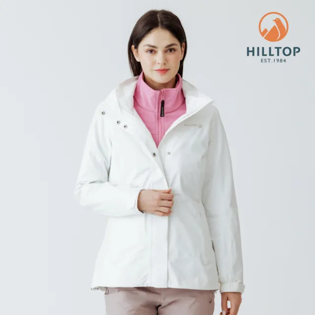 【Hilltop 山頂鳥】GORE-TEX單件式 施華洛世奇水鑽防水防風透氣短大衣外套可銜接內件 女款 白PH22XF36ECB0