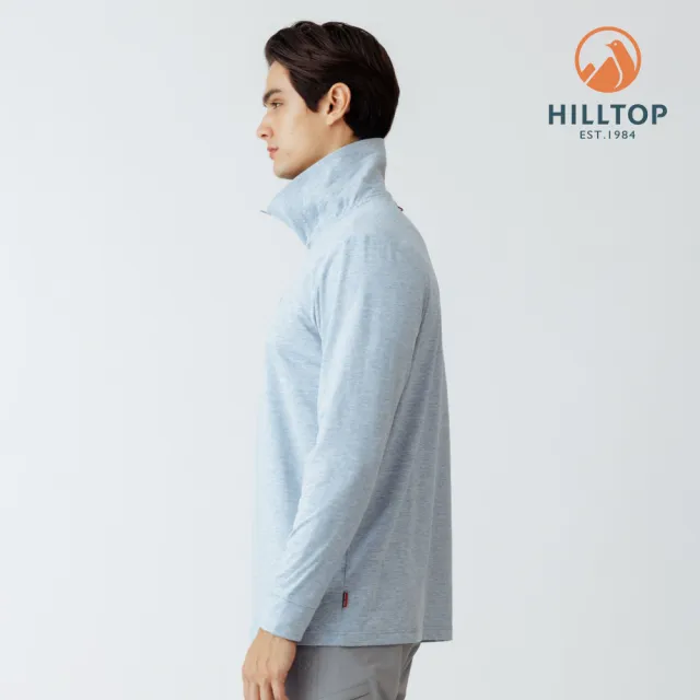 【Hilltop 山頂鳥】POLYGIENE抗菌吸濕快乾保暖彈性半開襟刷毛上衣 男款 淺藍｜PH51XMM7ECE1
