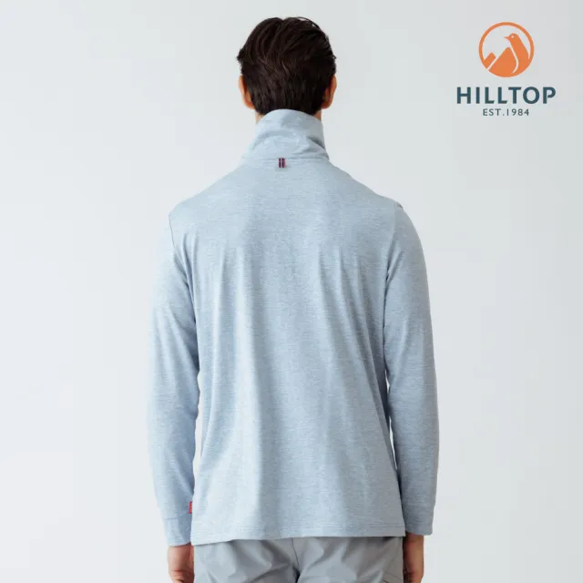 【Hilltop 山頂鳥】POLYGIENE抗菌吸濕快乾保暖彈性半開襟刷毛上衣 男款 淺藍｜PH51XMM7ECE1