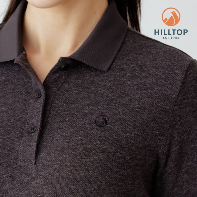 【Hilltop 山頂鳥】保暖長袖POLO衫 女款 灰黑｜PS15XF40ECA0