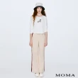 【MOMA】簡約有型撞色織帶太空棉直筒褲(米白色)