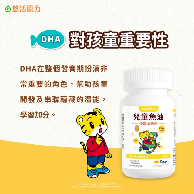 【悠活原力】巧虎聯名小悠活兒童魚油咀嚼軟膠囊x2(30粒/瓶 兒童魚球 小魚球)