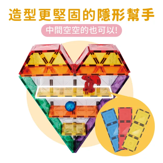 【mamayo 媽媽友】磁力片-創作連結小幫手(6pcs/拼圖/二連片/三連片/開放式玩具/教具/建築/磁力連結片)