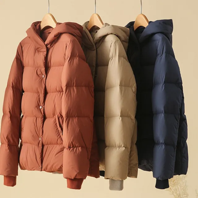 【巴黎精品】頂級真羽絨外套90%鵝絨羽絨衣秋冬外套保暖大碼休閒女裝(連帽短款女外套3色n1lm17)