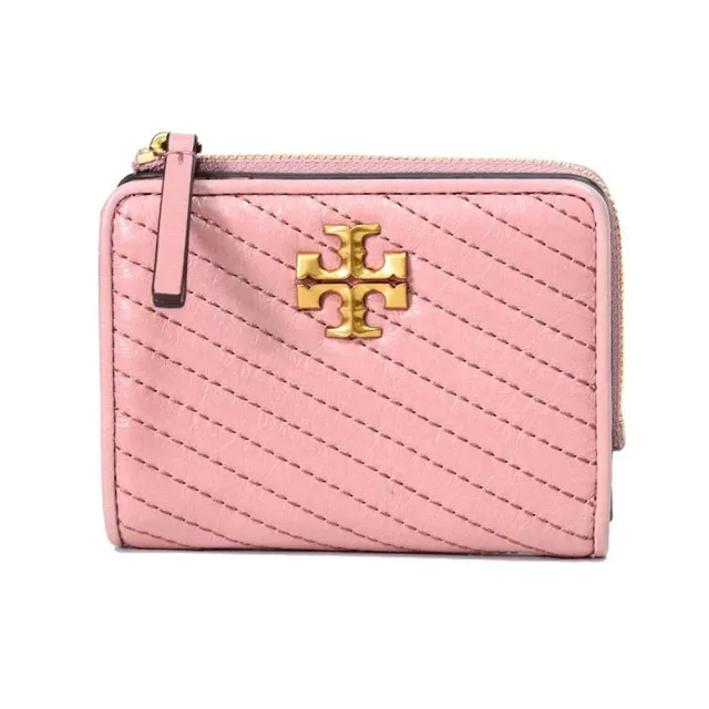 【TORY BURCH】Kira 金屬LOGO釦式拉鍊零錢袋短夾(多色任選)