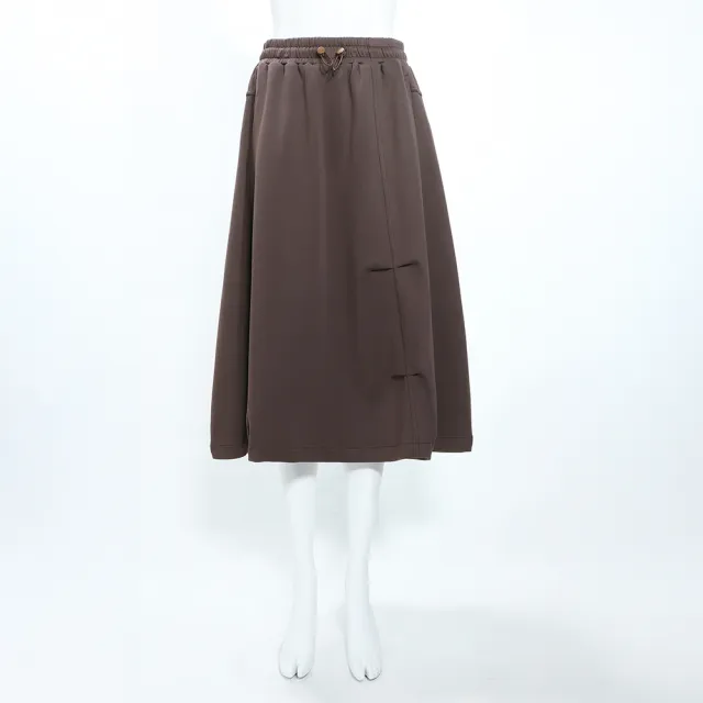 【YUANDONGLI 元動力】多片剪接氣球型棉質中長裙(深咖；S-L；4253172208)