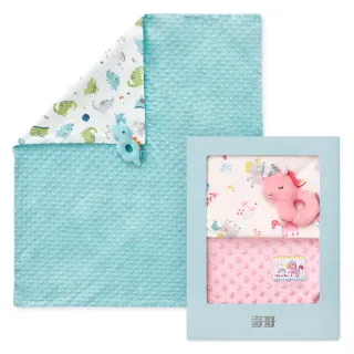 【奇哥官方旗艦】豆趣四季毯+手搖鈴禮盒(寶寶新生兒禮 滿月禮 彌月禮 嬰兒禮盒 豆豆蓋毯 嬰兒毯)