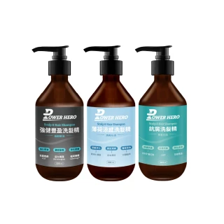 【PowerHero 勁漢英雄】洗髮精500mlx2入組(強健豐盈/薄荷涼感/抗屑)