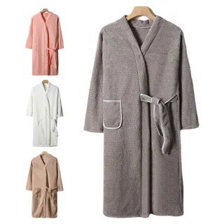 【StarGo】吸水速乾睡袍 加厚秋冬浴袍 束腰睡衣 情侶浴衣巾 保暖蓄熱親膚睡衣 睡袍 睡裙 家居服