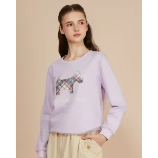 【SCOTTISH HOUSE】拼接網紗格狗長袖棉T-黃/紫 CIWB1244