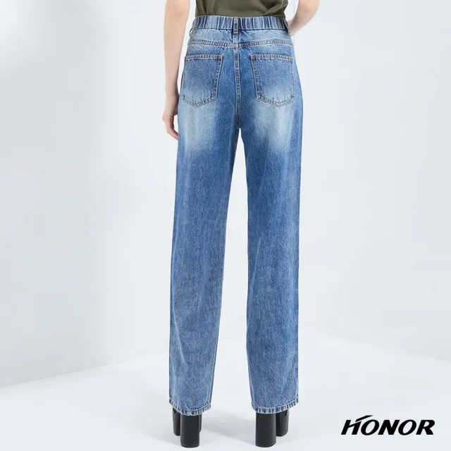 【HONOR 山形屋】出清品 復古水洗色高腰口袋牛仔長褲-淺藍/深藍(限定出清)