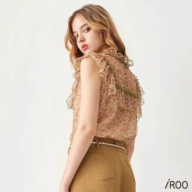 【iROO】百花印花網紗上衣