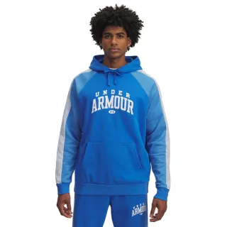 【UNDER ARMOUR】UA 男 Rival Flc CB 長袖帽T_6003958-402(藍色)