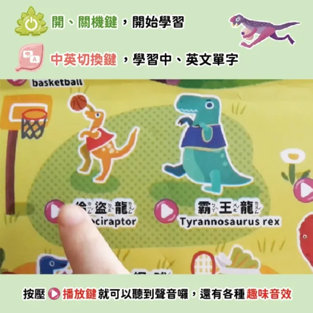 2合1有聲掛圖(共3盒)：恐龍的運動會+交通工具陸海空+奇妙的動物（雙面＋中英文單字）