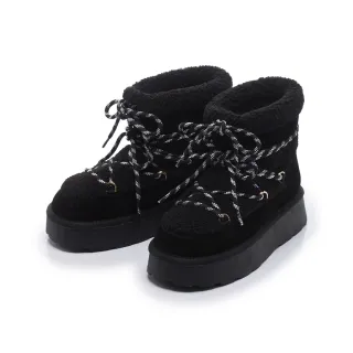 【FAIR LADY】日本京都聯名 HAPPYFACE 冬日摩登綁帶造型保暖雪靴(黑/7E3080 女鞋)