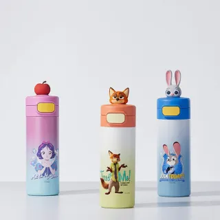 【Disney 迪士尼】316不繡鋼多款式卡通印花提繩兒童直飲保溫杯-430ml(尼克/白雪公主/美人魚)