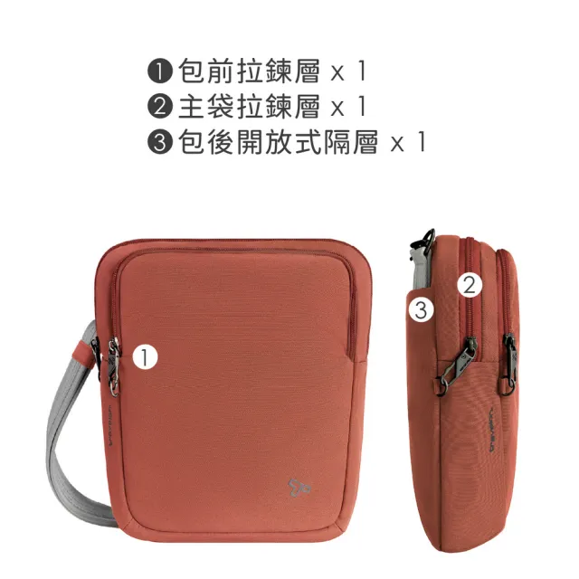 【Travelon】美國 Voyages 3層防盜斜背包 磚紅 / 防盜側背包 斜背包 RFID