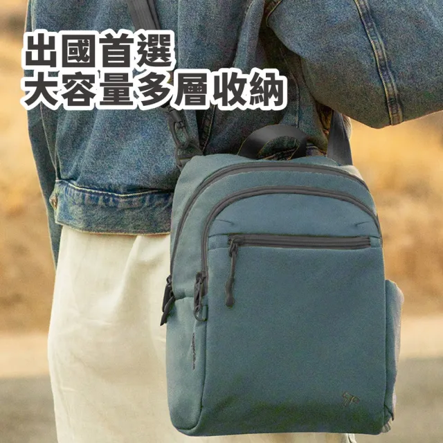 【Travelon】美國 Voyages 4層防盜斜背包 杜松青 / 防盜側背包 防盜包 RFID
