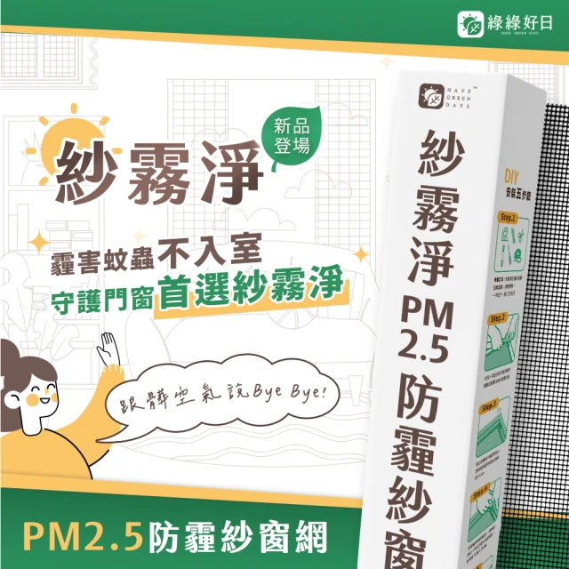 【綠綠好日】紗霧淨PM2.5防霾紗窗網  100*110cm(防塵可水洗)