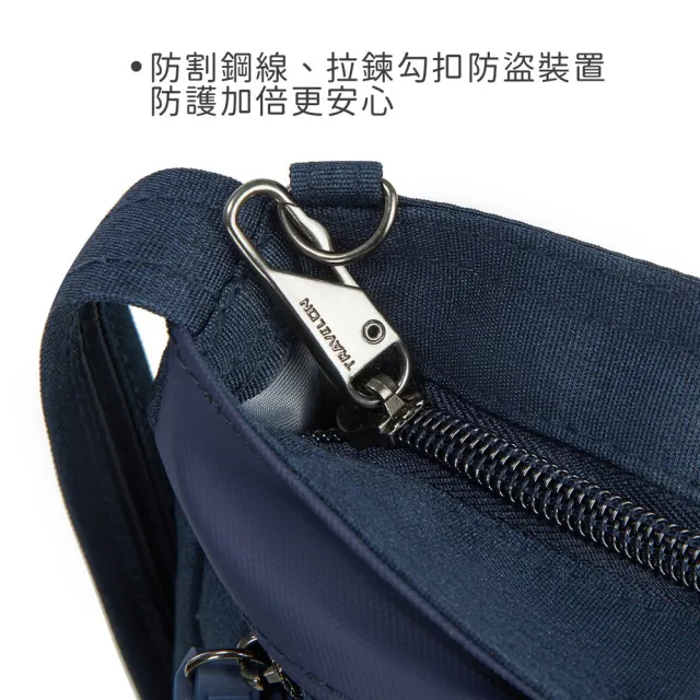 【Travelon】美國 Metro 3層防盜斜背馬鞍包 海軍藍 / 側背包 防搶包 防盜包 出國 送禮 男 女