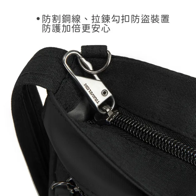 【Travelon】美國 Metro 3層防盜斜背馬鞍包 石墨黑 / 側背包 斜背包 背帶包 防割防搶 出國 年末送禮