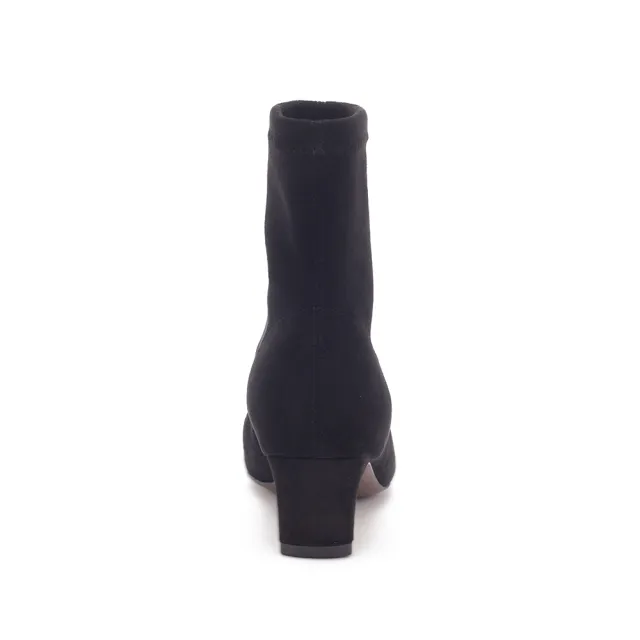 【steve madden】絨面尖頭粗跟短靴 TWKLOE(黑色)