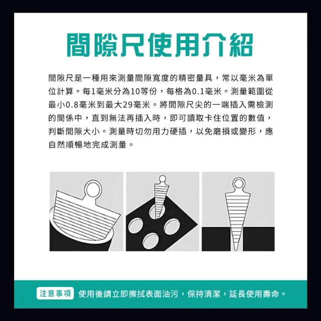 間隙規 厚薄規 不鏽鋼間隙規 間隙尺 不銹鋼塞尺 錐形尺 楔形錐度尺 內徑孔徑尺 高精度孔尺 有扣環 SGG150