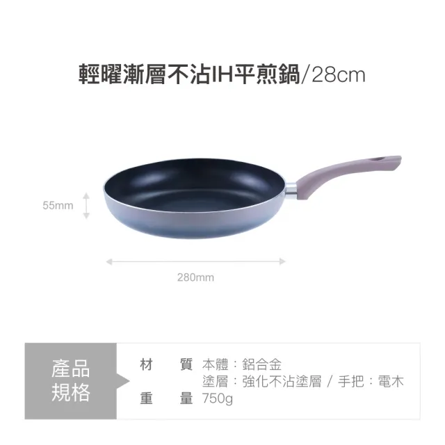 【LocknLock 樂扣樂扣】官方直營 輕曜漸層不沾IH平煎鍋 28cm(超輕量設計/全爐具適用)