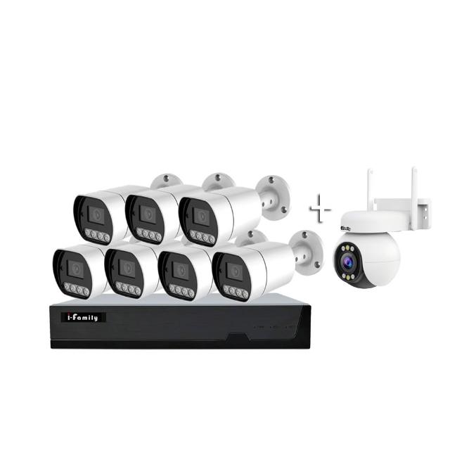 【I-Family】POE系統 16路NVR主機 2K鏡頭 監視器錄影組 一機7鏡+球機