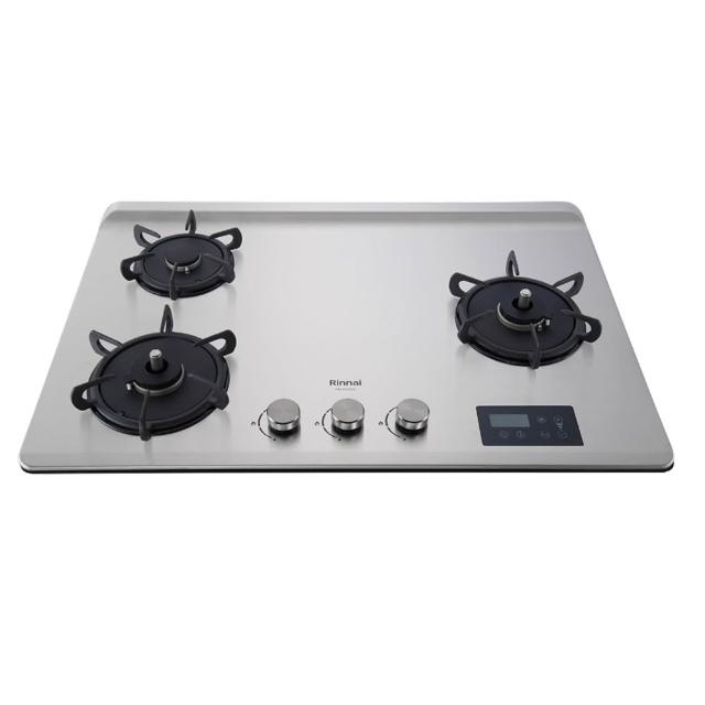 【林內】檯面式緻溫不銹鋼三口瓦斯爐感溫+定時+定溫(RB-A3760SR 基本安裝原廠保固)