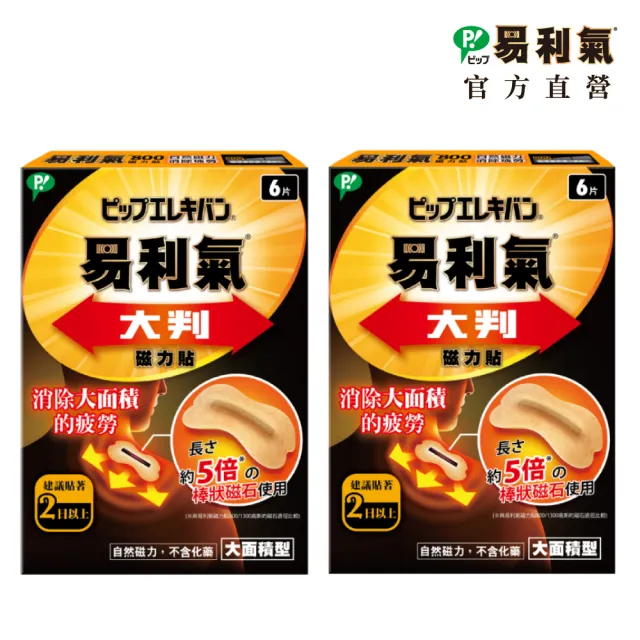 【易利氣】大判磁力貼 大範圍型(6片/盒 共兩盒)