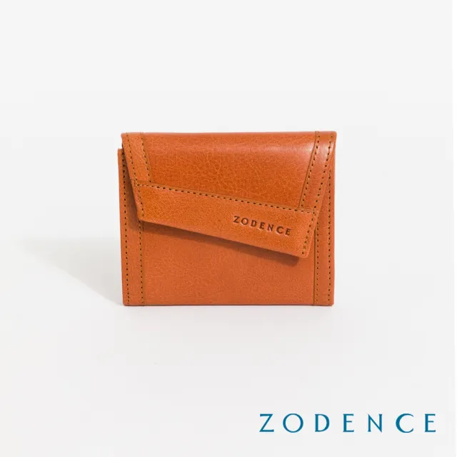 【ZODENCE 佐登司】義大利植鞣革不對稱減法短夾(經典駝/新品/MIT真皮皮夾)