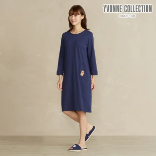 【YVONNE 以旺傢飾】DINOTAENG 咖啡繡花洋裝-星海藍