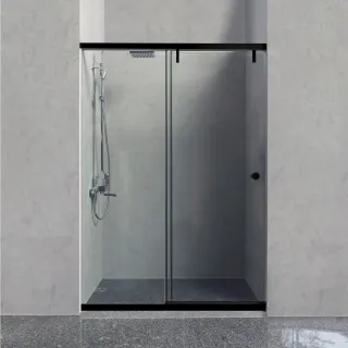 【CAESAR 凱撒衛浴】無框一字型黑色緩衝淋浴拉門(寬140-150cm/含基本安裝/一門一固)