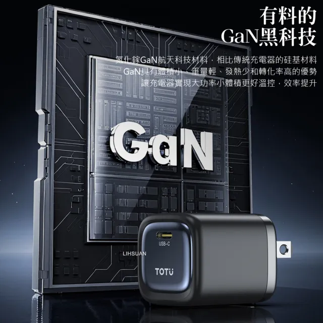 【TOTU】單孔 USB-C GaN氮化鎵充電器充電頭快充頭 45W快充 FastPro系列(支援iPhone 17/16/安卓)